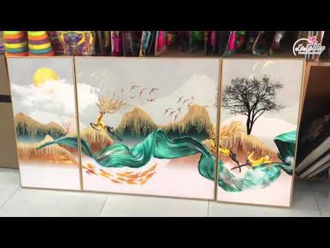 Video Tranh treo tường tráng gương viền khung vàng cao cấp... - youtube