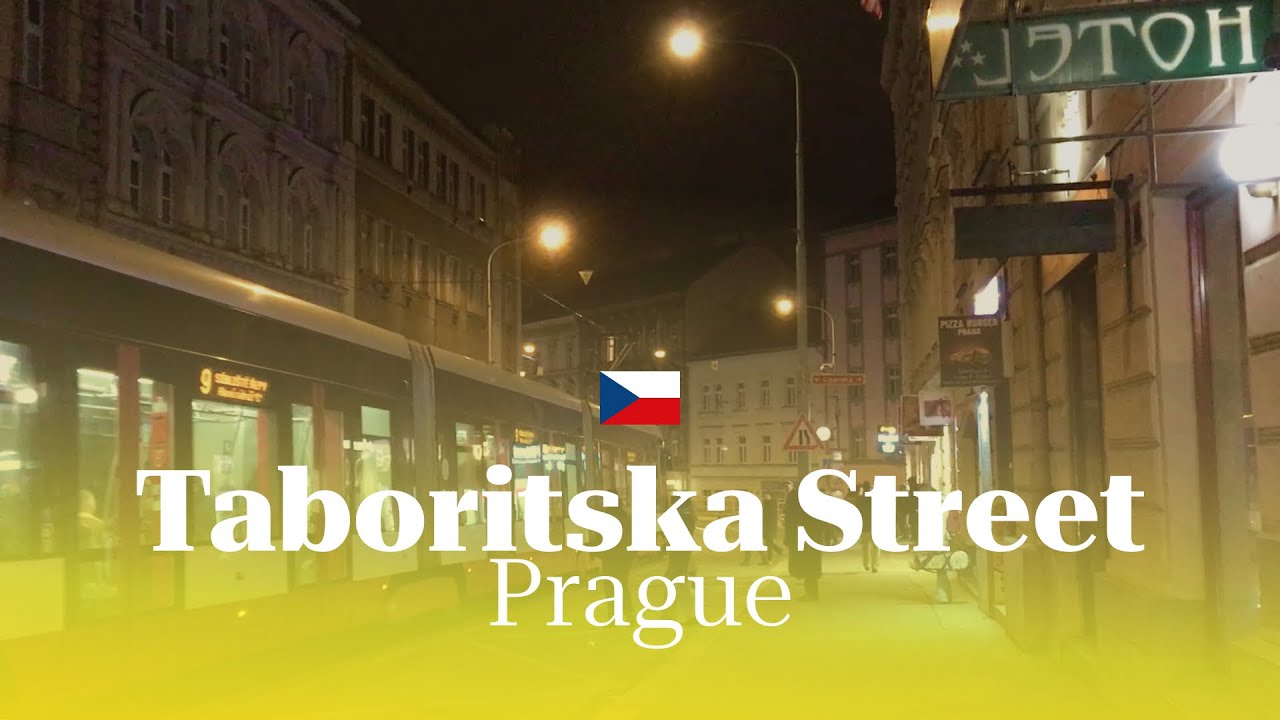 Evening Life in Prague: Taboritska Street in January | Tram Tracks & City Atmosphere 