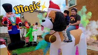 Air Dancer Magic Trick + 12 FT Nutcracker & 9 FT Saint Bernard Inflatables!