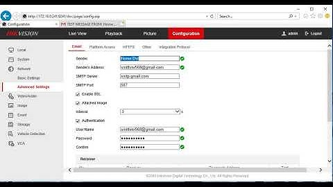 How to setup email notification on a Hikvision cctv dvr or nvr to send email alarms using gmail