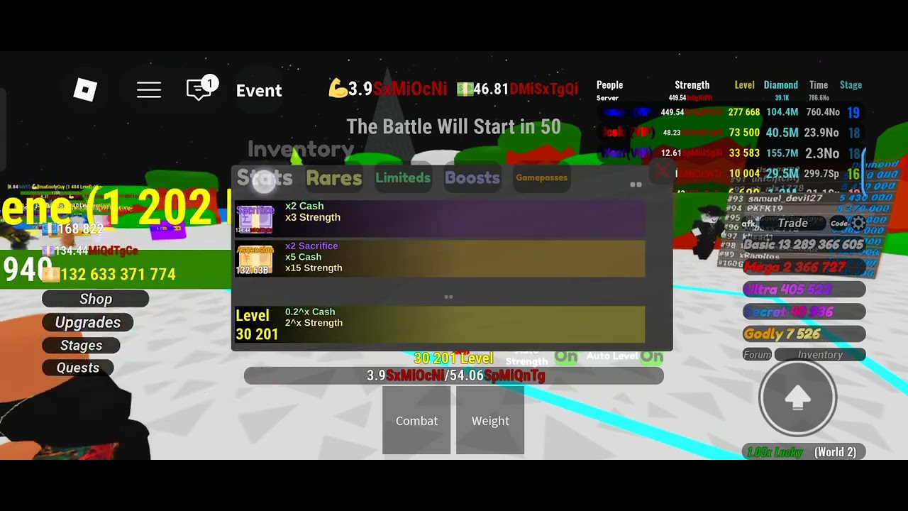 Showing all my stats in trade strength simulator 