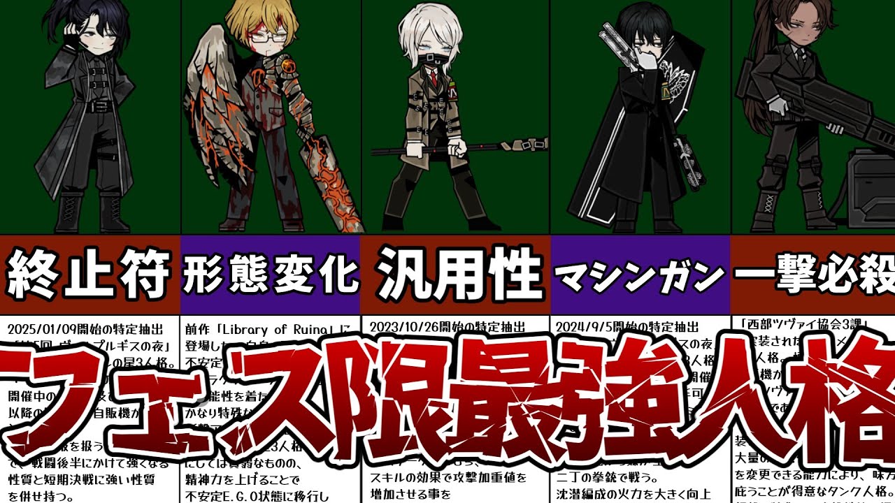 【Limbus Company】初心者～中級者向け解説「個人的ヴァルプルギスの夜(フェス限)最強人格ランキング(2/25時点)」【リンバスカンパニー】