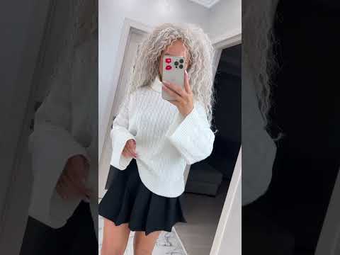 Жіночий теплий светр "Коса" з довгими та широкими рукавами (Оnesize), Білий, видео 1