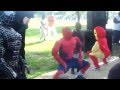 Superheroes get down at kid's birthday party