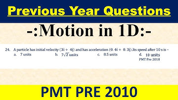A particle has initial velocity (3i ̂+ 4j ̂ ) and has acceleration (0.4i ̂+ 0.3j ̂ ).Its speed after