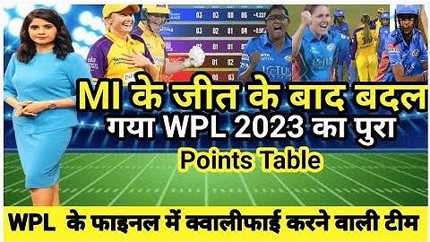 WPL 2023 Today Points Table | Mi vs Upw After Match Points Table | Wpl 2023 Points table | DC vs RCB