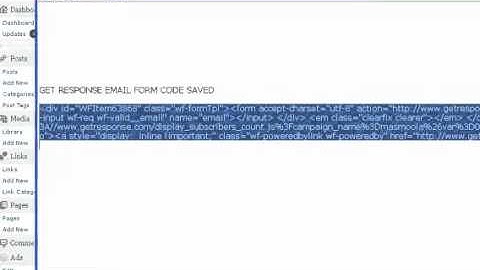 ADDING FORM CODE FOR ICONTACT GET RESPONSE AND MAILCHIMP