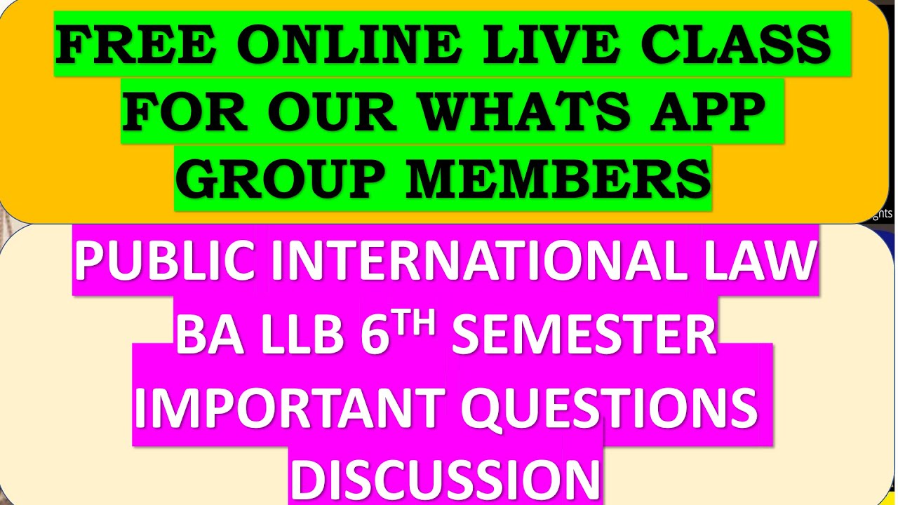 FREE PUBLIC INTERNATIONAL LAW ONLINE LIVE REVISION CLASS-2 II BA LLB ...