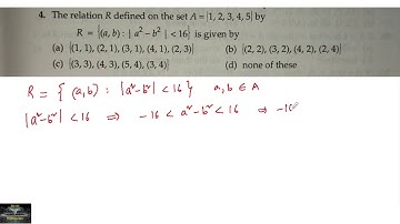 4 The relation R defined on the set A={1,2,3,4,5} by R={(a,b)