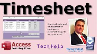 Timesheets in Microsoft Access: Calculating Total Hours Worked for Employees or Customer Billing screenshot 1