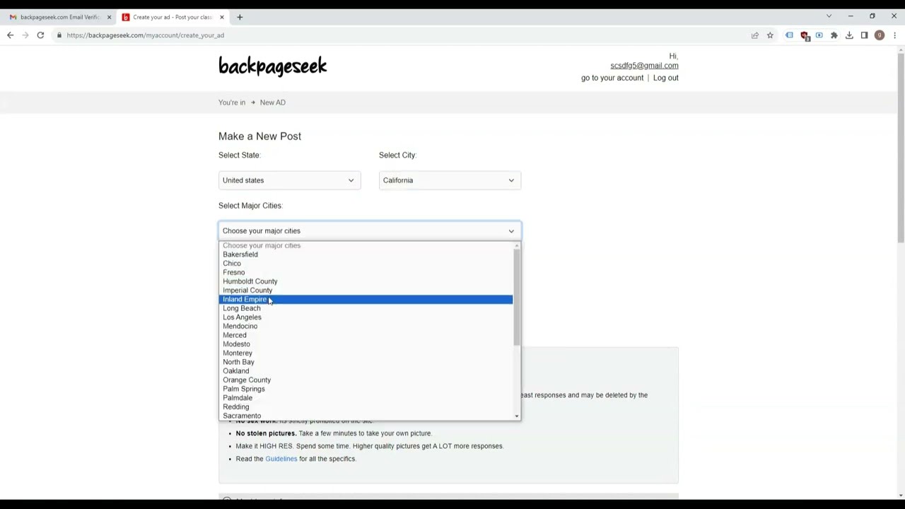 How to post your first ad at Backpageseek.com