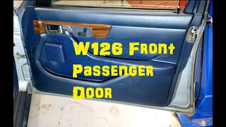 Mercedes 300SD W126  Part 1 Front Passenger Door  Wood Trim / Door Panel / Check Strap