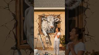 This 3D Cow Mural Looks TOO Real 😳🐄🔥 #3dart #cow #muralart