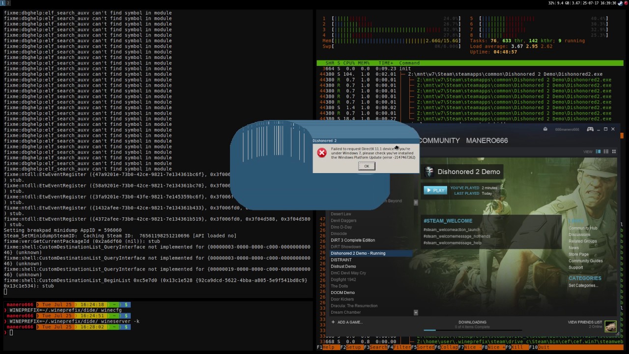 Dishonored 2 (DX11) ·· Wine Staging 2.12 ·· not launching dx11.1 error