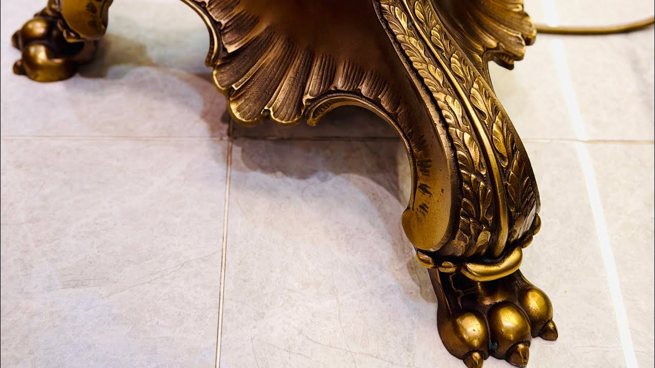 Siêu phẩm Đèn Tiffany Gremany chân móng Rồng cao 1m7, đồng hun chóa Hoa màu Hổ Phách. LH: 0772020010