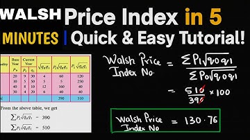 Walsh Price Index number Explained in 5 Minutes | Quick EASY STEPS for HSC COMMERCE FYBCOM BMS MBA