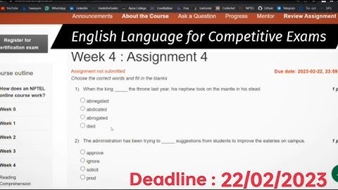 English Language for Competitive Exams | Assignment 4 Answers | Week 4 | Swayam | NPTEL 2023