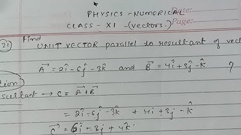 FIND THE UNIT VECTOR PARALLEL TO THE RESULTANT OF VECTORS | CLASS 11 PHYSICS NUMERICAL