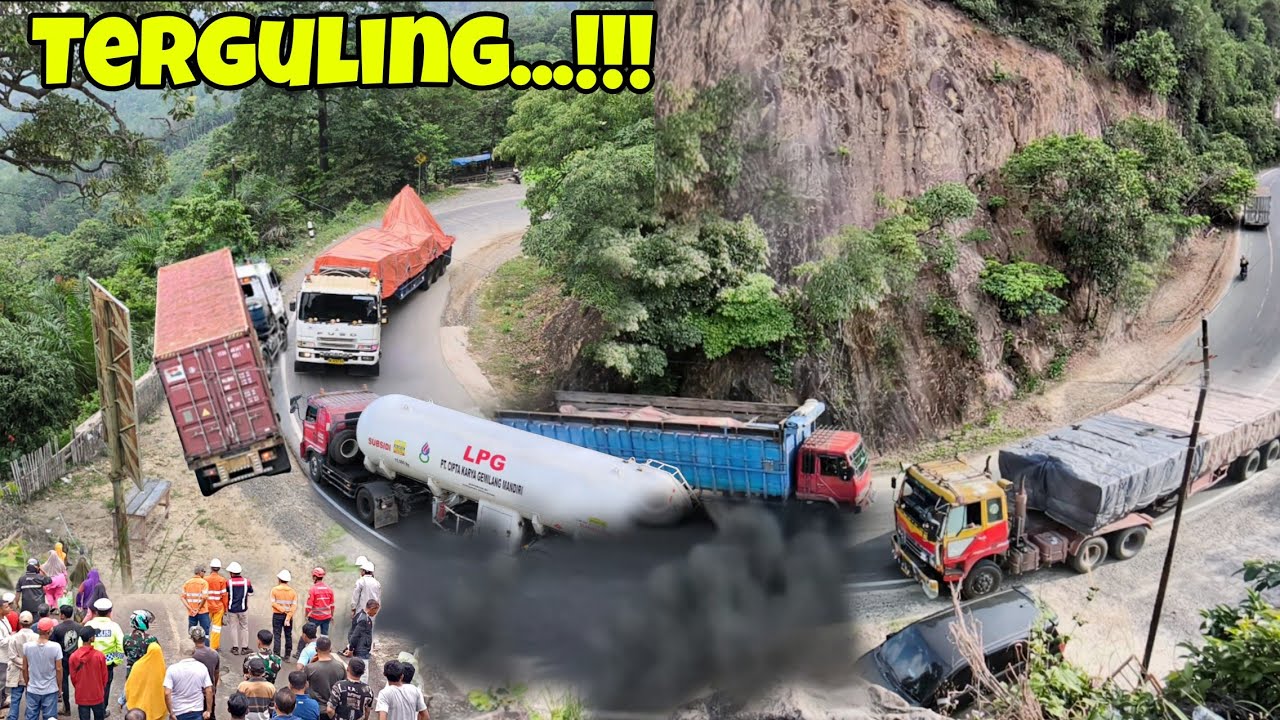 DETIK-DETIK TRUCK TERGULING DI EVAKUASI,MESIN TRUCK HAMPIR JEBOL DI TIKUNGAN NABUNDONG