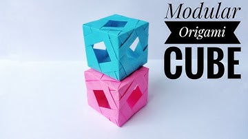 Modular Origami Cube | How To Fold an Origami Cube With 12 Units | 折り紙 | 折り紙キューブ | モジュラー折り紙キューブ