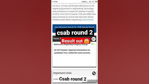 csab round 2 result out update 2021 | result timing csab #shorts