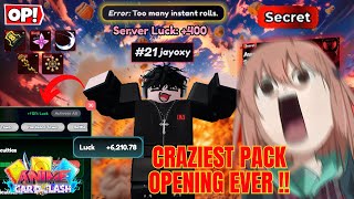 Craziest Pack Opening Ever Quadrillion Pull With 6,000 Luck Anime Card Clash