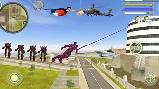 Neon Iron Stickman Rope Hero Gangstar Crime (Neon Rope Hero Hook off Army Tower) - Gameplay Video HD screenshot 5