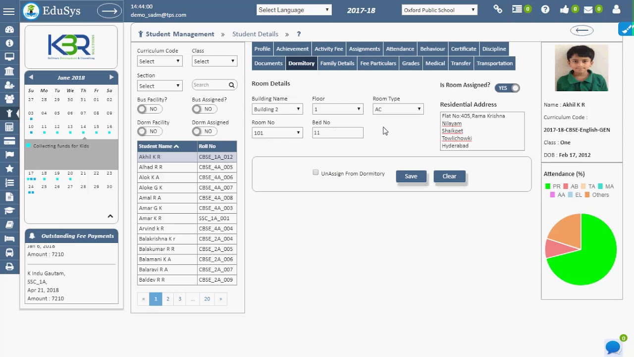How Student Dormitory Details are Managed using School Management Software