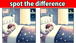 [Find the Differences] Training to train your brain! Illustration of a child sleeping in bed