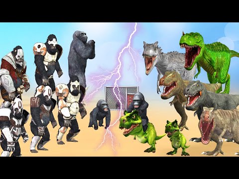 Gorillas vs Dinosaurs amazing fight video || Cartoon animated video @Mr.Lavangam