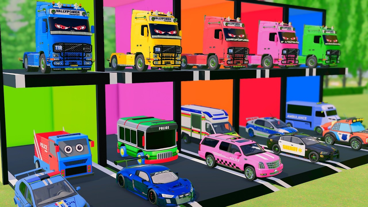 TRANSPORTING ALL POLICE CARS and AMBULANCE EMERGENCY VEHICLES WITH MERCEDES POLICE TRUCKS ! FS22