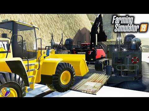 FS19- TRANSPORTING HEAVY DUTY MINING EQUIPMENT $3,000,000 TRANSPORT BOAT FARMING SIMULATOR 19