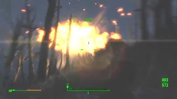 Fallout 4 Fun - EXPLOSION in the Distance at Night! Literally!