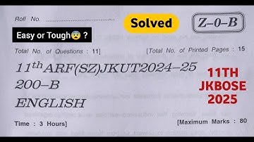 jkbose class 11th english paper 2025 | Todays jkbose english class 11th paper