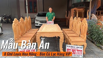 Mẫu Bàn ăn tân cổ điển 8 ghế hoàng gia hoa hồng - bàn củ lạc siêu đục chạm | Đồ Gỗ Đồng Kỵ Dũng Anh