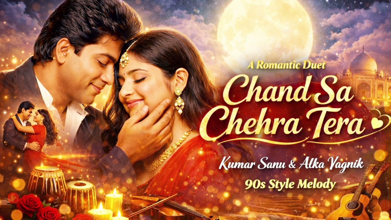 Chand Sa Chehra Tera ❤️ | 90’s Romantic Duet | Kumar Sanu & Alka Yagnik Style | Bollywood Love Song