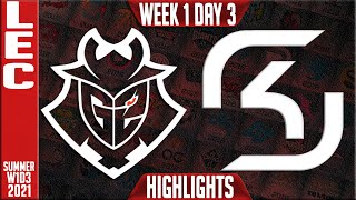 G2 vs SK Highlights | LEC Summer 2021 W1D3 | G2 Esports vs SK Gaming