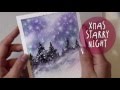 WATERCOLOR Tutorial: How to Paint a CHRISTMAS NIGHT Landscape (Christmas Starry Night) by ART Tv