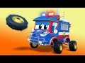 Video truk untuk anak-anak - Truk Polisi Super Menyelamatkan Toko Ban! - Truk Super di Kota Mobil!