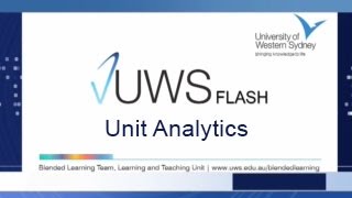 vUWS FLASH : Unit Analytics - How to add student reports to your site (For Instructors)