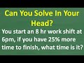 Mental Math Word Problem Quiz