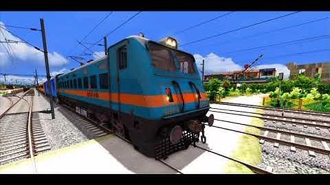 TRAINS CROSSING AT RAILROAD LEVEL CROSSING 