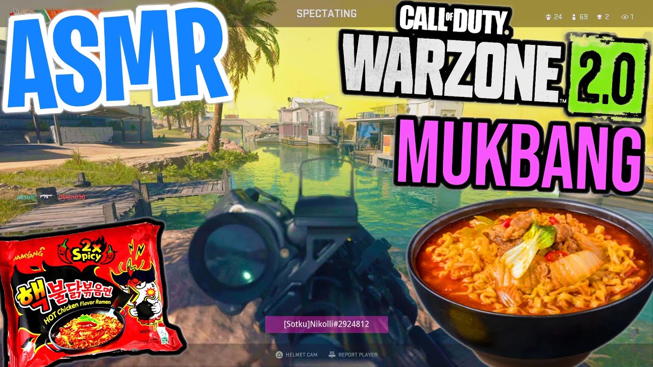 ASMR Gaming 🍜 Call of Duty Warzone 2 Mukbang Spicy Hot Ramen Noodles Relaxing Eating Spectating 🎮🎧💤