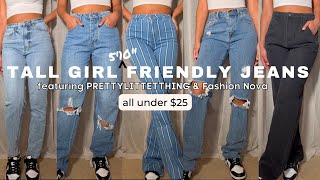 TALL GIRL FRIENDLY JEANS | Pretty Little Thing & Fashion Nova Try On | Affordable Jeans 4 Tall Girls