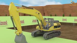 Construction vehicles 3d Excavator&Dumpturck working รถแม็คโครและเหล่ารถก่อสร้างทำงาน