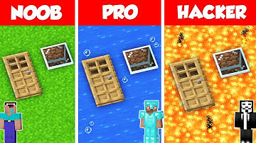 SECRET DOOR BASE HOUSE BUILD CHALLENGE - NOOB vs PRO vs HACKER / Minecraft Battle Animation