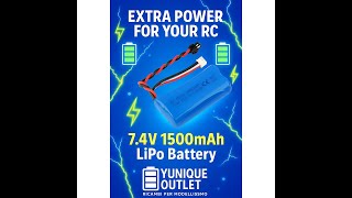Lipo Battery 1500mAh 7.4V 2S | Compatible with Rc Toys U12A S033G Q1 H101 | SM-2P Connector