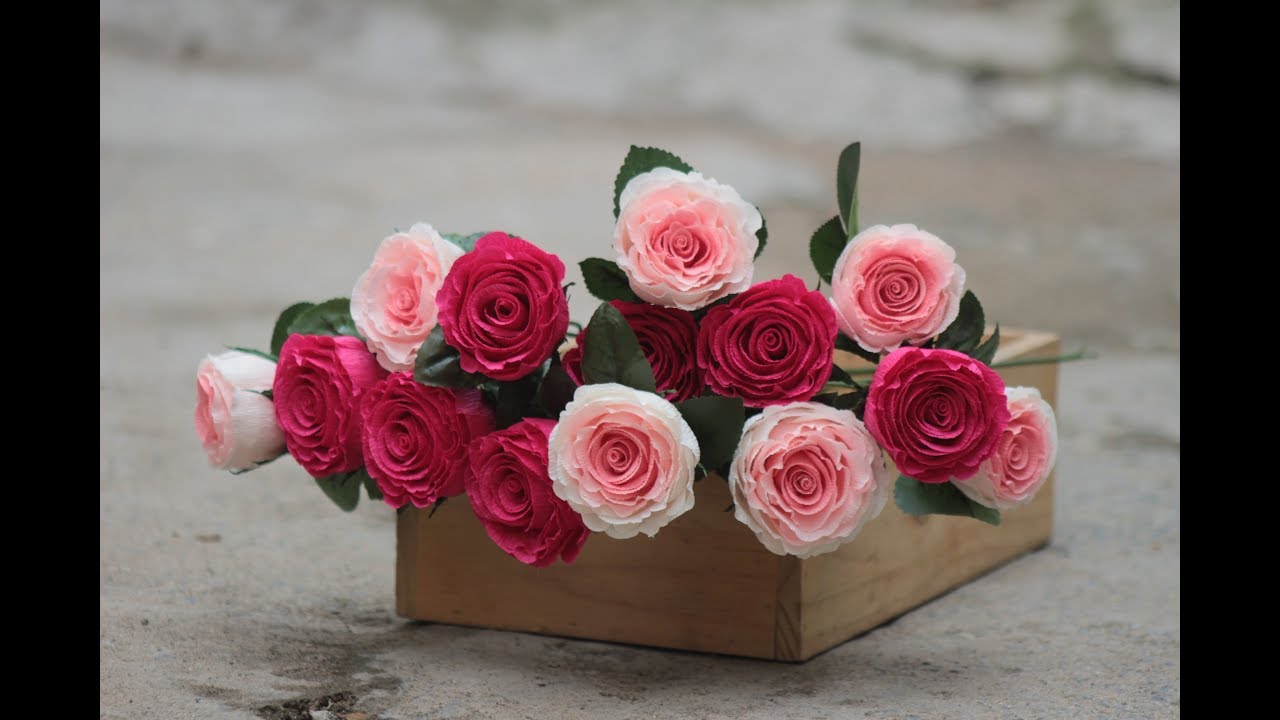 How to make rose paper flowers (tutorial easy) | Cách làm hoa hồng ghép cánh bằng giấy