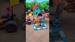 😱 Real Working Mini Tractor Making Cement Pillar with Bricks | Amazing DIY Construction Machine 🚜