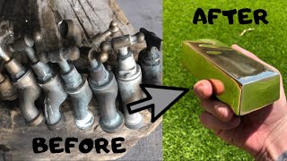 Perfect Mirrored Bar From Old Scrap Taps - Trash To Treasure - ASMR BRASS CASTING